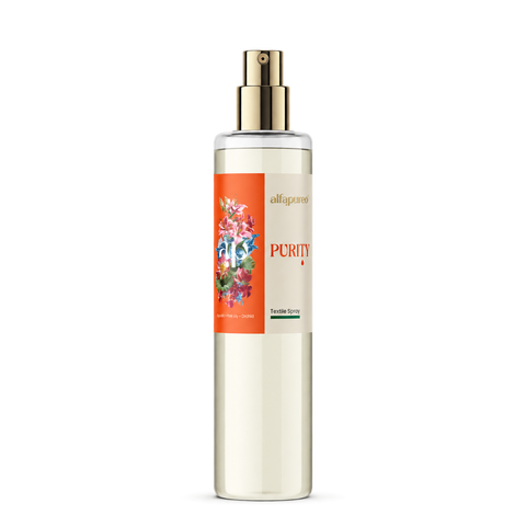 Purity 200 ml, textilný a bytový parfum AlfaPureo, produkt na priehľadnom pozadí